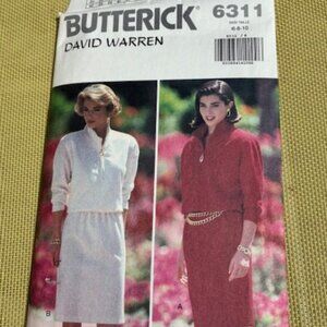 Butterick Vtg 1990's Women's Sewing UNCUT Pattern Long Sleeve Dress Size 6-8-10